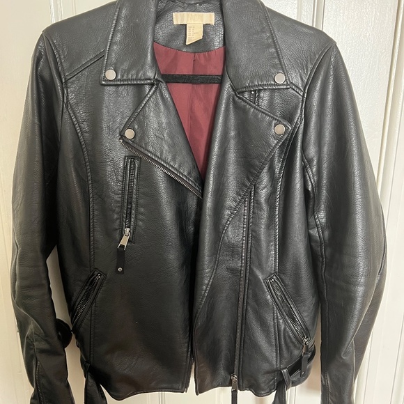 H&M Black Leather Jacket Size 8 - Picture 4 of 4